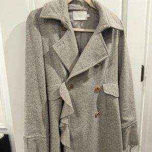 Coat --grey with ruffle and raw edge